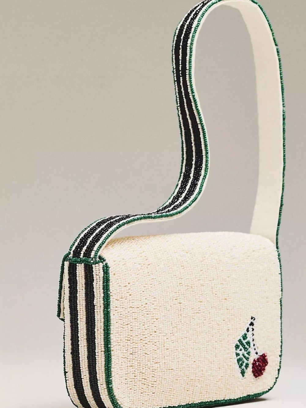 NWT Anthropologie $98 Fiona Beaded Bag: Food & Drink Edition Cherry Tile - Picture 2 of 6
